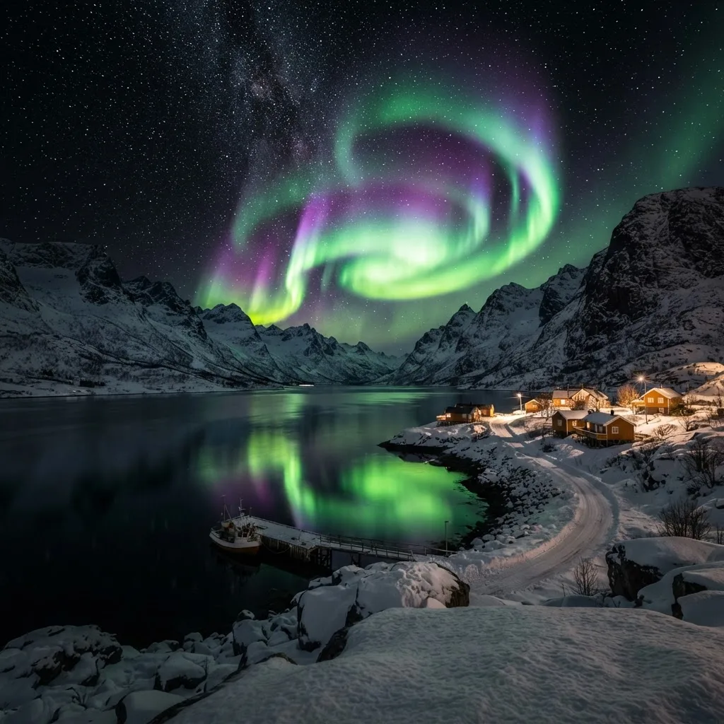 Private Northern Lights tour over an Arctic fjord near Tromsø, Norway